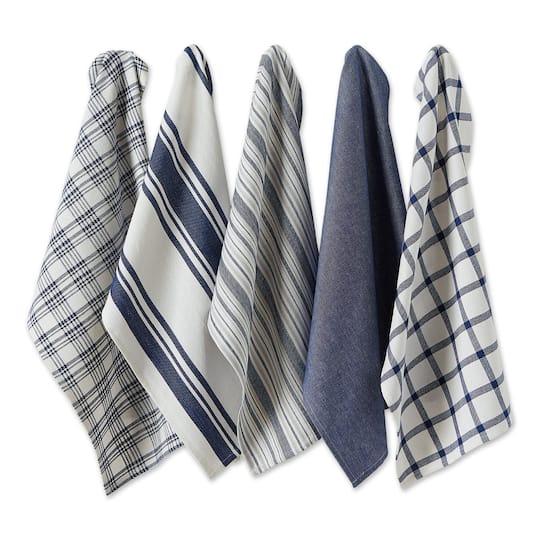 DII® Assorted Nautical Blue Woven Dishtowels Set